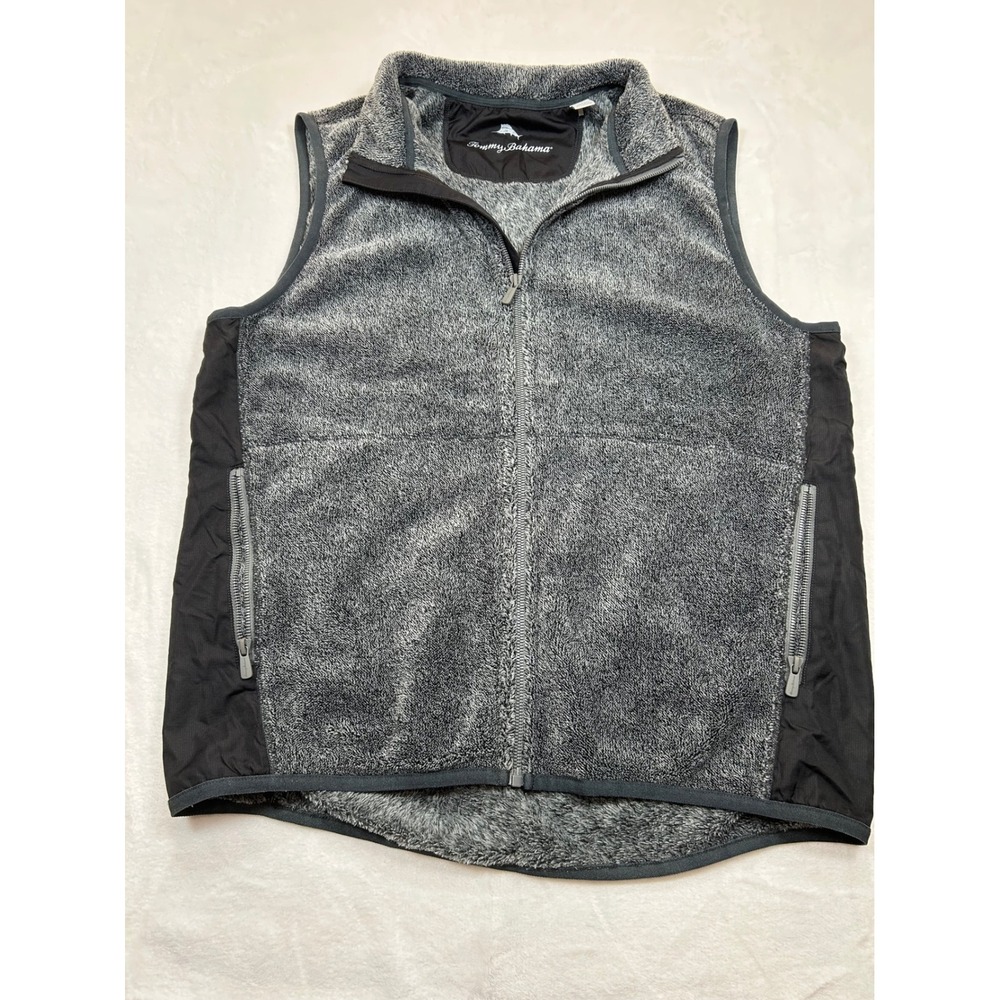 Tommy Bahama Mens Gray Fleece Full Zip Vest ST226116 L
